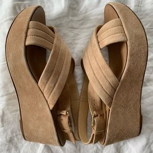 Jcrew nude suede platform sandals (size 7.5)